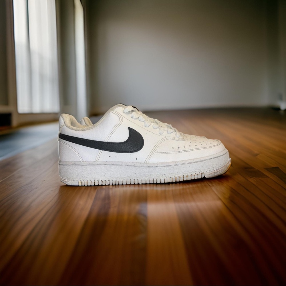 NIKE Court Vision Low Next Nature Womens Shoes. Black Swoosh